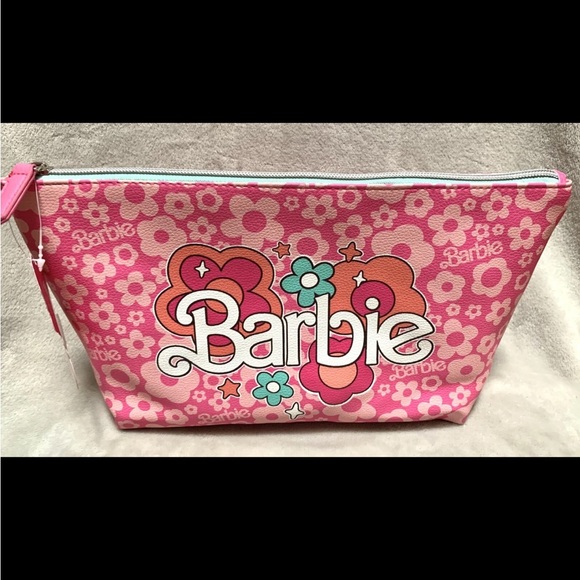 NWOT Barbie Pink Floral Cosmetic Bag - Picture 4 of 10